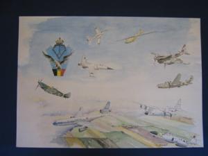 Poster vliegtuigen in vlucht